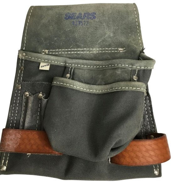 VTG SEARS CRAFTSMAN Tool Touch Leather Tool Belt Rig 4514 & 4563R Hammer Holder - Picture 7 of 7